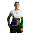 Camisa P Agro Feminina Brk Brasil Branca com Proteção Solar UV50+